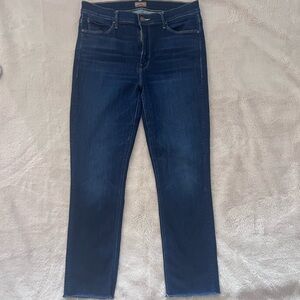 MOTHER Mid Rise Dazzler Skinny Jeans in Dark Indigo Blue